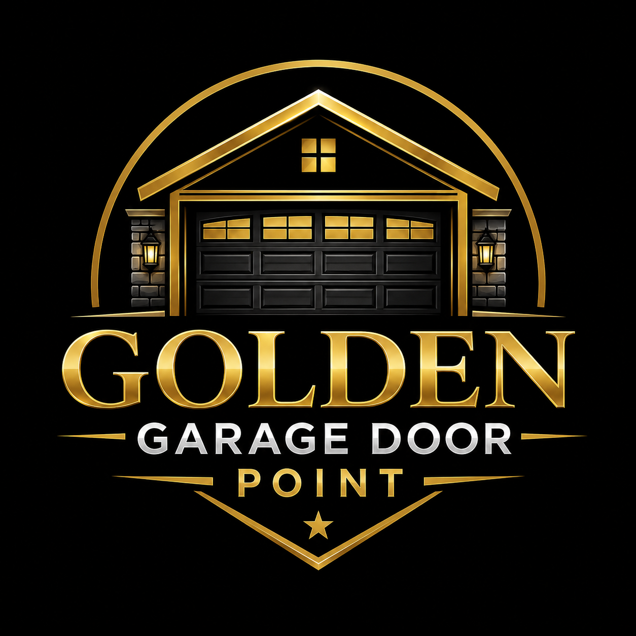 Golden Garage Door Point Logo